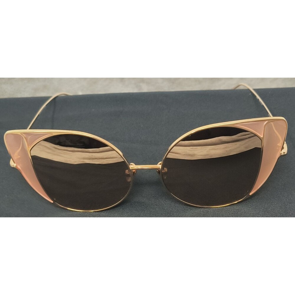 Linda Farrow 854 C6 Austin Oversized Cat Eye Sunglasses Rose Gold Titanium Frame